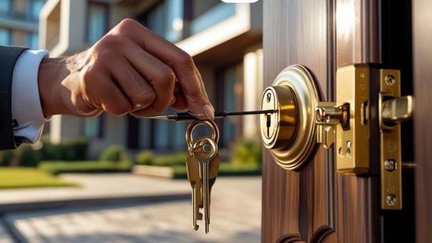 locksmith picking a lock
